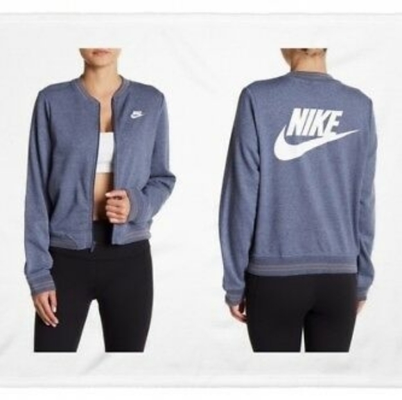 Nike women's fleece bomber slate blue full zip - Picture 4 of 7